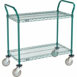 Best Sale ✨ Nexel® Utility Cart, 2 Shelf, Poly-Green®, 36"L x 18"W x 39"H, Polyurethane Swivel Casters 👏