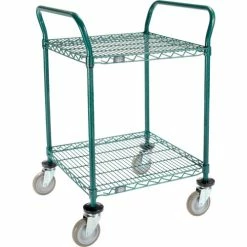Wholesale π Nexel® Utility Cart, 2 Shelf, Poly-Green®, 24"L x 24"W x 39"H, Polyurethane Swivel Casters π