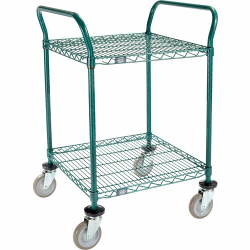Wholesale 🔔 Nexel® Utility Cart, 2 Shelf, Poly-Green®, 24"L x 24"W x 39"H, Polyurethane Swivel Casters 👍