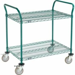 Discount 🔥 Nexel® Utility Cart, 2 Shelf, Poly-Green®, 36"L x 24"W x 39"H, Polyurethane Brake Casters 💯