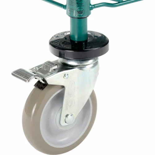 Budget 🔔 Nexel® Utility Cart, 3 Shelf, Poly-Green®, 36"L x 18"W x 39"H, Polyurethane Brake Casters 🎉 - Image 4