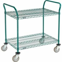 Best deal β€οΈ Nexel® Utility Cart, 2 Shelf, Poly-Green®, 36"L x 24"W x 39"H, Polyurethane Swivel Casters π