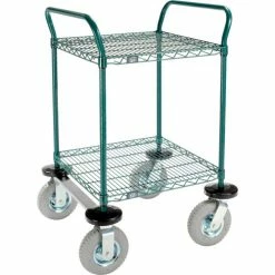 Best Sale ❤️ Nexel® Utility Cart, 2 Shelf, Poly-Green®, 24"L x 24"W x 42"H, Pneumatic Rigid Casters 🥰