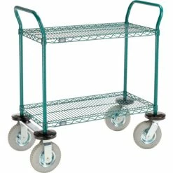 Top 10 🎁 Nexel® Utility Cart, 2 Shelf, Poly-Green®, 36"L x 18"W x 42"H, Pneumatic Rigid Casters 👍