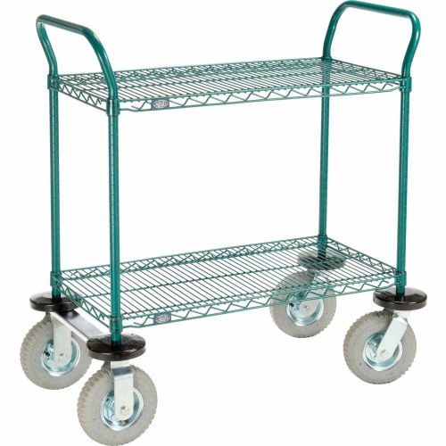 Top 10 🎁 Nexel® Utility Cart, 2 Shelf, Poly-Green®, 36"L x 18"W x 42"H, Pneumatic Rigid Casters 👍