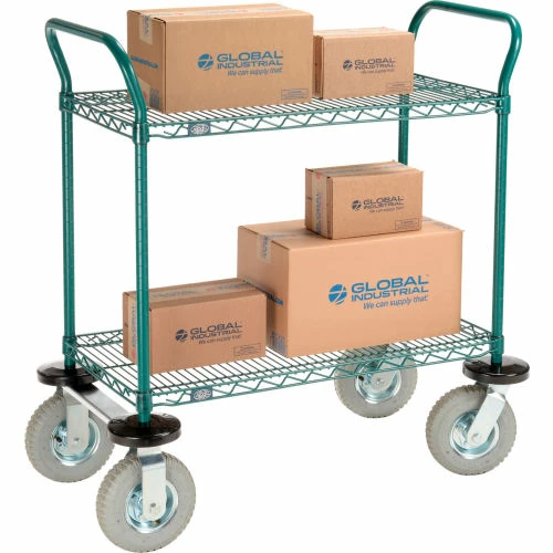 Top 10 🎁 Nexel® Utility Cart, 2 Shelf, Poly-Green®, 36"L x 18"W x 42"H, Pneumatic Rigid Casters 👍 - Image 2