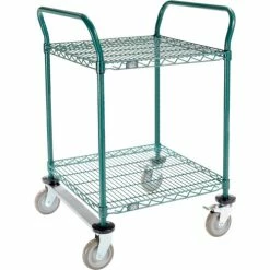 Best deal π Nexel® Utility Cart, 2 Shelf, Poly-Green®, 24"L x 24"W x 39"H, Polyurethane Rigid Casters π―
