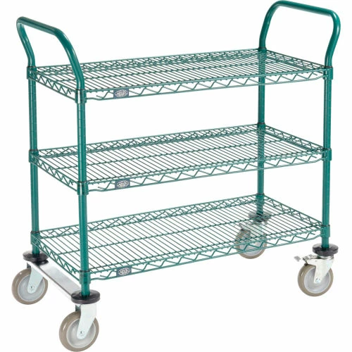Discount ✨ Nexel® Utility Cart, 3 Shelf, Poly-Green®, 36"L x 18"W x 39"H, Polyurethane Rigid Casters ⭐