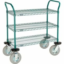 Best reviews of π₯ Nexel® Utility Cart, 3 Shelf, Poly-Green®, 36"L x 18"W x 42"H, Pneumatic Rigid Casters β