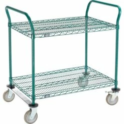 Discount 😍 Nexel® Utility Cart, 2 Shelf, Poly-Green®, 36"L x 24"W x 39"H, Polyurethane Rigid Casters 💯