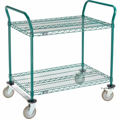 Discount 😍 Nexel® Utility Cart, 2 Shelf, Poly-Green®, 36"L x 24"W x 39"H, Polyurethane Rigid Casters 💯