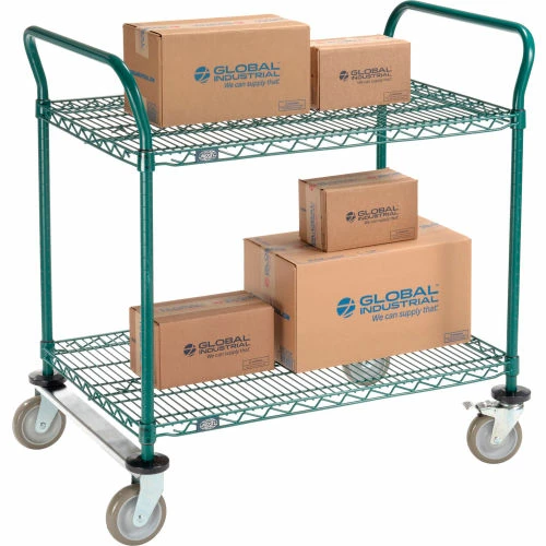 Discount 😍 Nexel® Utility Cart, 2 Shelf, Poly-Green®, 36"L x 24"W x 39"H, Polyurethane Rigid Casters 💯 - Image 2