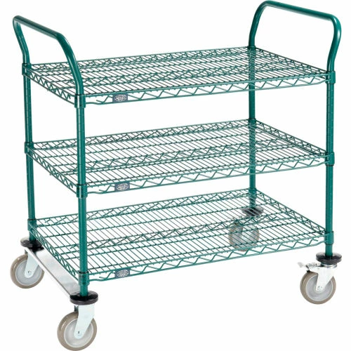 Hot Sale 🎉 Nexel® Utility Cart, 3 Shelf, Poly-Green®, 36"L x 24"W x 39"H, Polyurethane Rigid Casters 👏