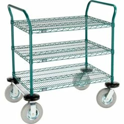 Discount β¨ Nexel® Utility Cart, 3 Shelf, Poly-Green®, 36"L x 24"W x 42"H, Pneumatic Rigid Casters π€©