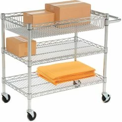Buy 💯 Luxor Wire Transport Cart, 400 lb. Capacity, 30"L x 18"W x 30"H, Silver 😀