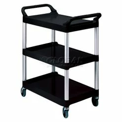 Discount π Rubbermaid® Service Cart w/3 Shelves, 200 lb. Capacity, 33-5/8"L x 18-5/8"W x 37-3/4"H, Black π