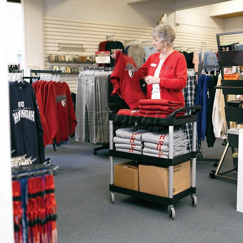 Discount π Rubbermaid® Service Cart w/3 Shelves, 200 lb. Capacity, 33-5/8"L x 18-5/8"W x 37-3/4"H, Black π - Image 2