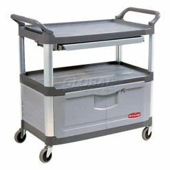 Best Sale π Rubbermaid® Xtra Service Cart w/3 Shelves, 300 lb. Cap, 40-5/8"L x 20"W x 37-13/16"H, Gray π