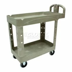 Discount 👏 Rubbermaid® Plastic Utility Cart w/2 Shelves, 500 lb. Capacity, 39"L x 18"W x 33"H, Beige ❤️