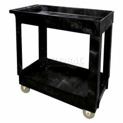 Cheapest π€© Rubbermaid® Plastic Utility Cart w/2 Shelves, 300 lb. Capacity, 34"L x 16"W x 31-1/4"H, Black π