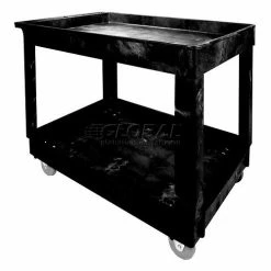 Promo β Rubbermaid® Plastic Utility Cart w/2 Shelves, 300 lb. Capacity, 40"L x 24"W x 31-1/4"H, Black π