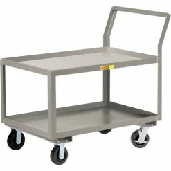 Discount 🧨 Little Giant® Utility Cart w/2 Tray Shelves & Wheel Brakes, 3600 lb. Cap, 51"L x 30"W x 42"H 👍