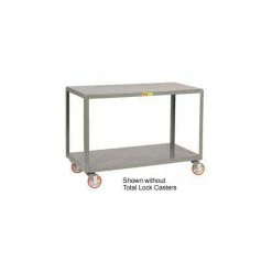 Deals ⭐ Little Giant® Mobile Table w/2 Shelves & Lock Casters, 1000 lb. Cap, 32"L x 18"W x 34"H, Gray ⭐
