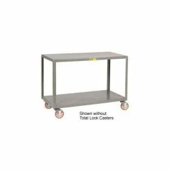 Outlet 🥰 Little Giant® Mobile Table w/2 Shelves & Lock Casters, 1000 lb. Cap, 36"L x 24"W x 34"H, Gray 🔥