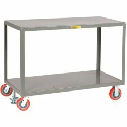 Buy 🤩 Little Giant® Mobile Table w/2 Shelves & Floor Lock, 3600 lb. Cap, 72"L x 30"W x 34"H, Gray 👏