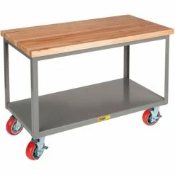 Best reviews of 👏 Little Giant® Butcher Block Table w/2 Shelves & Wheel Brakes, 3000 lb. Cap, 36"L x 24"W x 34"H ✔️