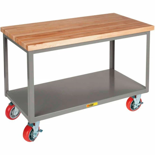 Outlet π₯° Little Giant® Butcher Block Table w/2 Shelves & Wheel Brakes, 3000 lb. Cap, 60"L x 30"W x 34"H βοΈ
