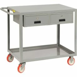 Wholesale ❤️ Little Giant® Service Cart w/2 Drawers, 1200 lb. Capacity, 48"L x 24"W x 35"H, Gray ✔️