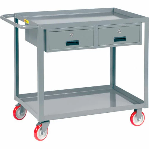 Buy π Little Giant® Service Cart w/2 Drawers & Lip Shelves, 1200 lb. Cap, 48"L x 24"W x 35"H, Gray βοΈ