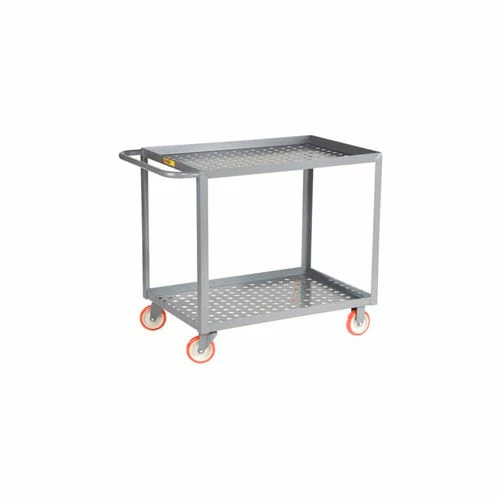 New π Little Giant® Perforated Deck Service Cart w/2 Shelves, 1200 lb. Cap, 48"L x 24"W x 35"H, Gray π