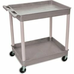 Best Sale 🧨 Luxor | H. Wilson Tray-Shelf Carts - 32"Wx24"D Shelf - 38-1/2"H - Gray 🛒