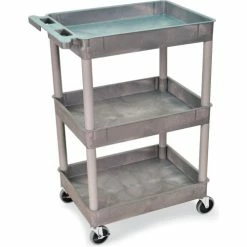 Deals ❤️ Luxor H. Wilson Tray-Shelf Carts - 24"Wx18"D Shelf - 41-1/2"H Gray ⭐