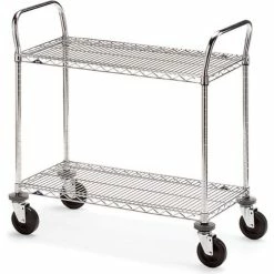 Promo 🔥 Metro® Wire Cart w/2 Shelves, 800 lb. Capacity, 48"L x 24"W x 39-1/2"H 🎉
