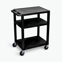 Discount 👏 Luxor Garage Shop Utility Cart w/3 Shelves, 300 lb. Capacity, 24"L x 18"W x 34"H, Black 🧨
