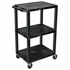 Best Sale 🧨 Luxor Garage Shop Utility Cart w/3 Shelves, 300 lb. Capacity, 24"L x 18"W x 42"H, Black 😉