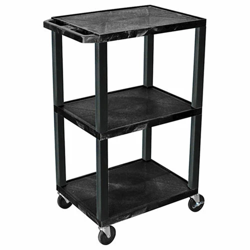 Best Sale 𧨠Luxor Garage Shop Utility Cart w/3 Shelves, 300 lb. Capacity, 24"L x 18"W x 42"H, Black π