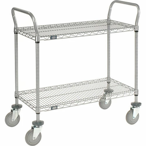 Cheapest ๐คฉ Nexel® Utility Cart w/2 Shelves & Pneumatic Casters, 1200 lb. Cap, 30"L x 18"W x 42"H, Silver โจ - Image 6