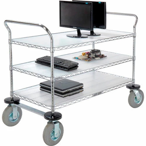 Deals β¨ Nexel® Chrome Utility Cart w/3 Shelves & Pneumatic Casters, 1200 lb. Cap, 36"L x 18"W x 42"H π - Image 9