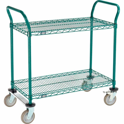 Best Sale 👏 Nexel® Utility Cart, 2 Shelf, Poly-Green®, 36"L x 18"W x 39"H, Polyurethane Rigid Casters ✨ - Image 13