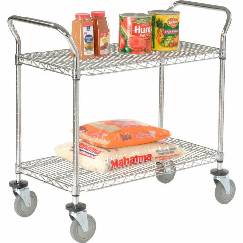 Cheap π Nexel® Chrome Utility Cart w/2 Shelves & Poly Brake Casters, 1200 lb. Cap, 30"L x 21"W x 39"H π - Image 16