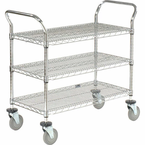 Outlet π Nexel® Chrome Utility Cart w/3 Shelves & Poly Brake Casters, 1200 lb. Cap, 36"L x 21"W x 39"H βοΈ - Image 26