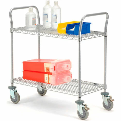 Flash Sale 🔥 Nexel® Utility Cart w/2 Shelves & Poly Brake Casters, 1200 lb. Cap, 48"L x 21"W x 39"H, Silver 🔔 - Image 24