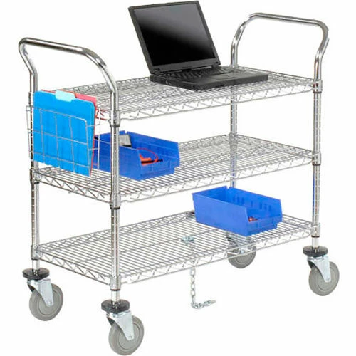 Brand new β Nexel® Chrome ESD Utility Cart w/3 Shelves & Polyurethane Casters, 36"L x 24"W x 39"H π - Image 8