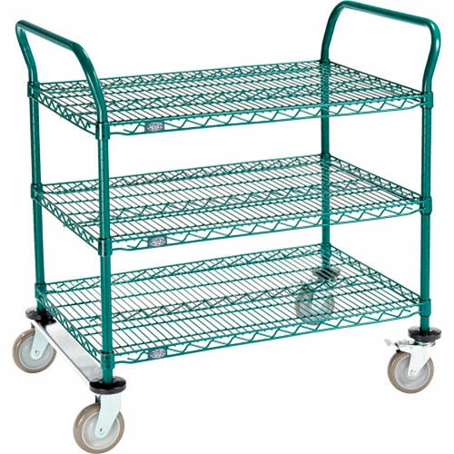 Hot Sale 🎉 Nexel® Utility Cart, 3 Shelf, Poly-Green®, 36"L x 24"W x 39"H, Polyurethane Rigid Casters 👏 - Image 13
