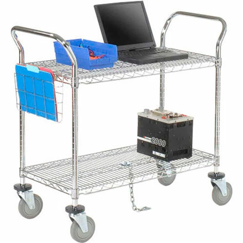 Buy π Nexel® Chrome ESD Utility Cart w/2 Shelves & Polyurethane Casters, 42"L x 24"W x 39"H π - Image 8