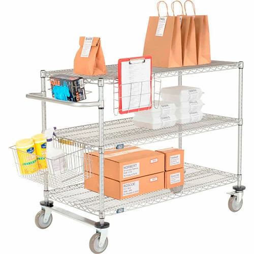 Coupon π Nexel® Chrome Curbside Cart w/3 Shelves & Polyurethane Casters, 48"L x 24"W x 40"H β€οΈ - Image 12